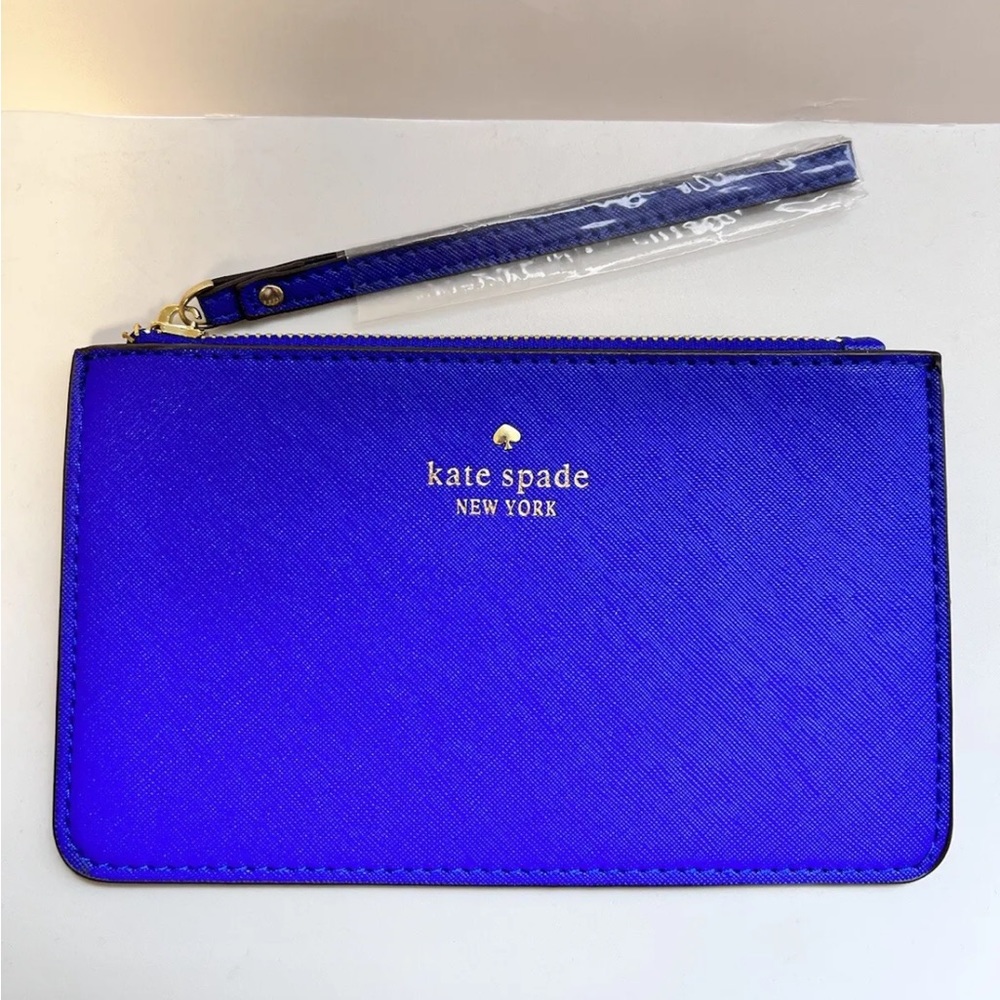 Kate Spade NY Brilliant Blue Crossgrain Leather Wristlet ♠️💙 NWT
